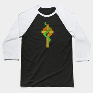 Crucified Serpent on Cross Baseball T-Shirt